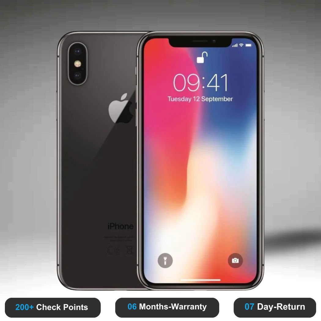 Apple iPhone X - Refurbished- Experience the quality of new-like condition with zero scratches. Backed by a 6-month warranty and 7-day replacement policy. Shop now at Easyphones!