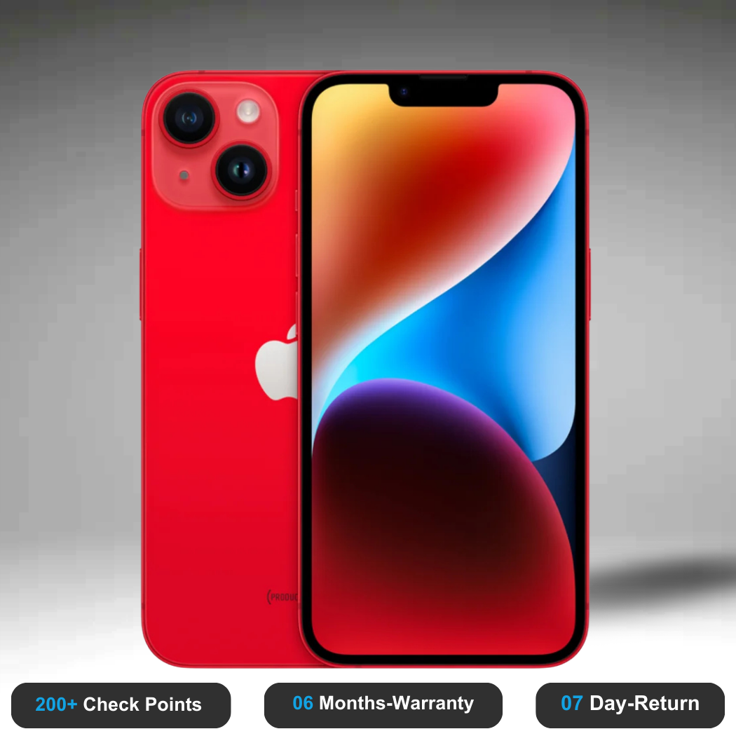 Apple iPhone 14 - Refurbished- Experience the quality of new-like condition with zero scratches. Backed by a 6-month warranty and 7-day replacement policy. Shop now at Easyphones!