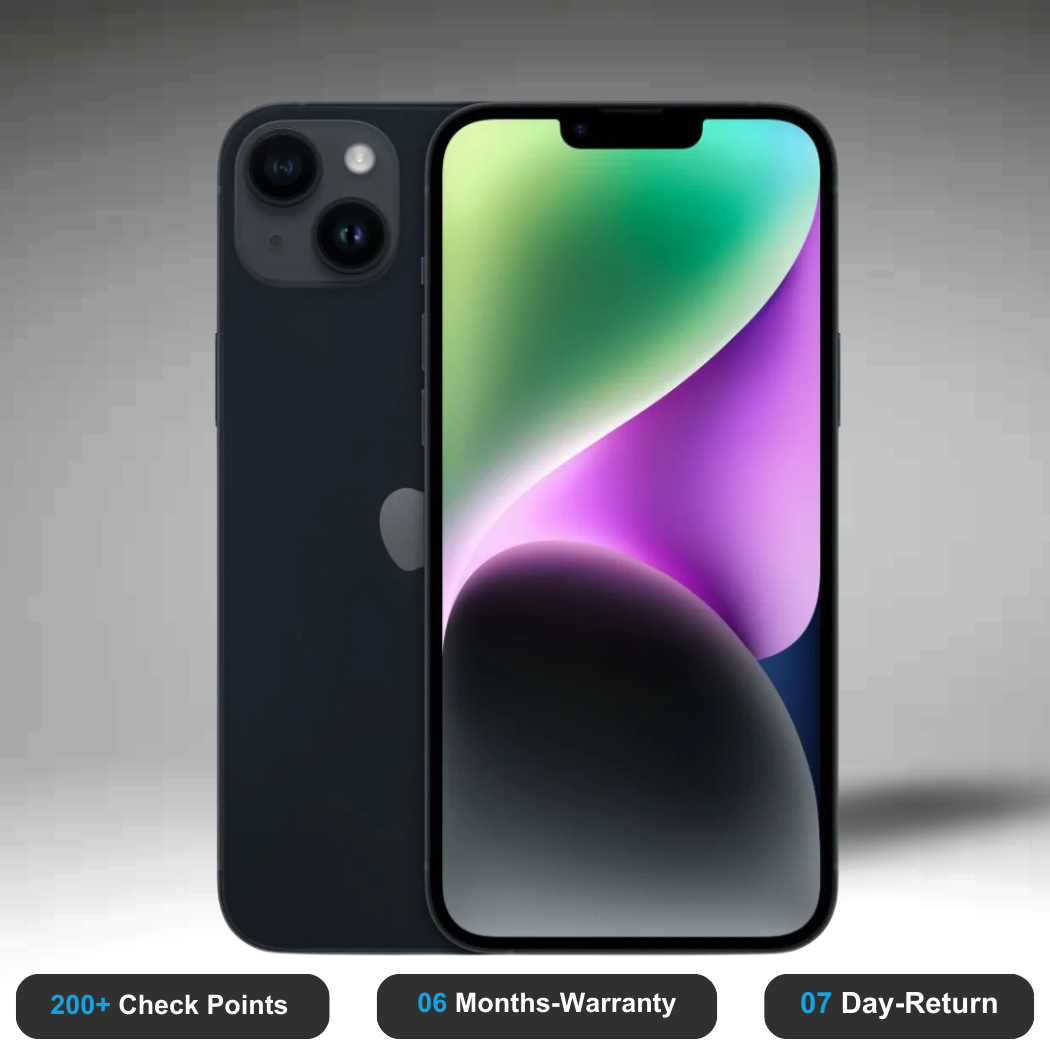 Apple iPhone 14 Plus - Refurbished- Experience the quality of new-like condition with zero scratches. Backed by a 6-month warranty and 7-day replacement policy. Shop now at Easyphones!