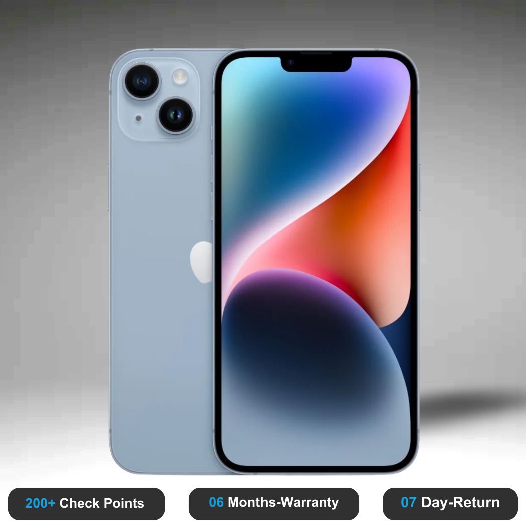 Apple iPhone 14 Plus - Refurbished- Experience the quality of new-like condition with zero scratches. Backed by a 6-month warranty and 7-day replacement policy. Shop now at Easyphones!