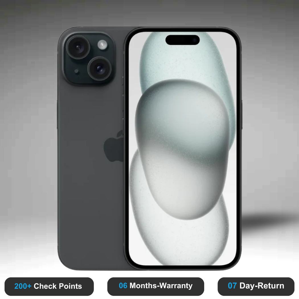 Apple iPhone 15 Plus - Refurbished- Experience the quality of new-like condition with zero scratches. Backed by a 6-month warranty and 7-day replacement policy. Shop now at Easyphones!