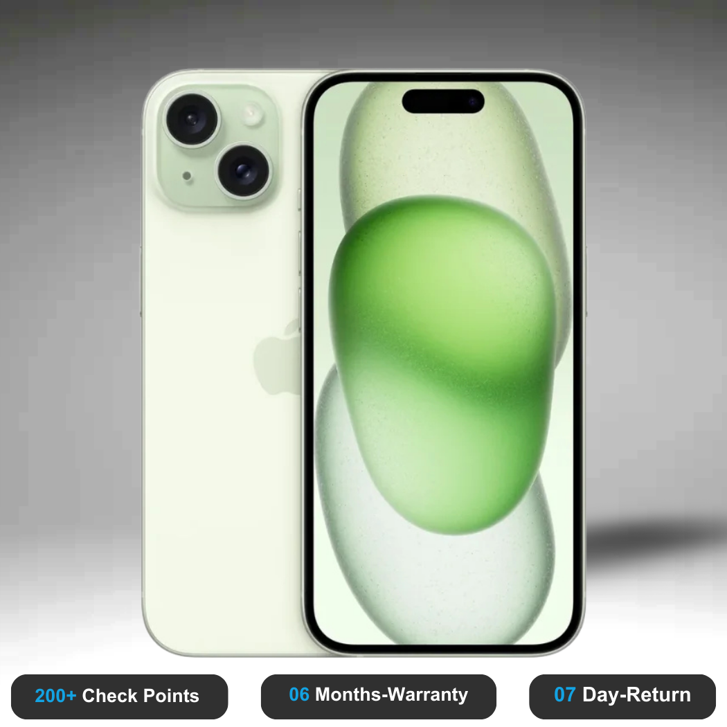 Apple iPhone 15 Plus - Refurbished- Experience the quality of new-like condition with zero scratches. Backed by a 6-month warranty and 7-day replacement policy. Shop now at Easyphones!