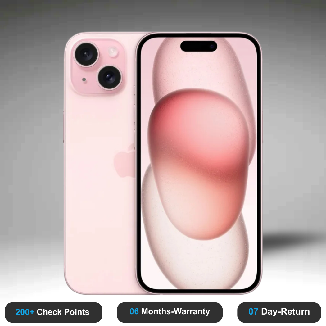 Apple iPhone 15 Plus - Refurbished- Experience the quality of new-like condition with zero scratches. Backed by a 6-month warranty and 7-day replacement policy. Shop now at Easyphones!