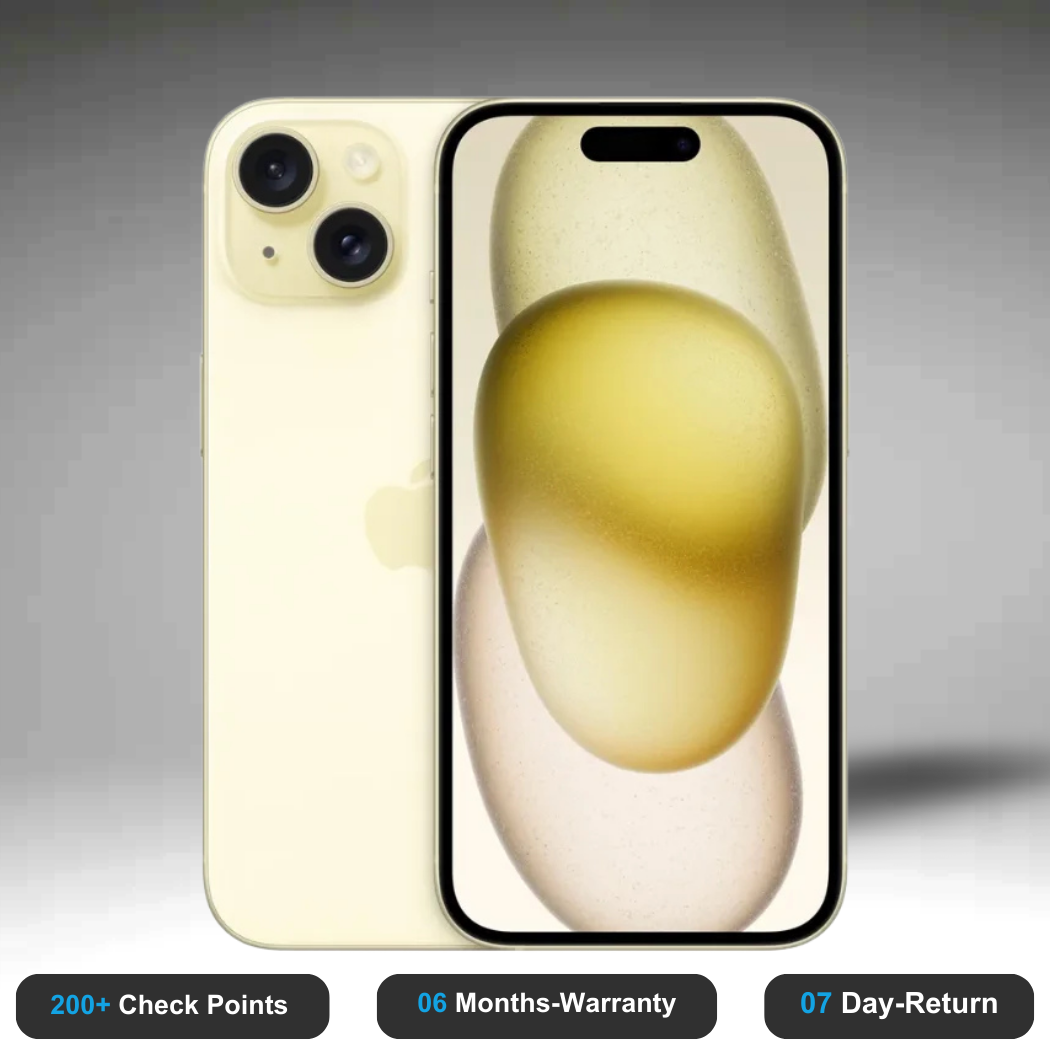 Apple iPhone 15 Plus - Refurbished- Experience the quality of new-like condition with zero scratches. Backed by a 6-month warranty and 7-day replacement policy. Shop now at Easyphones!