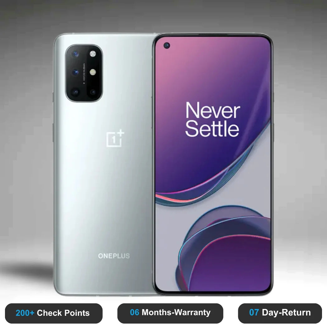 OnePlus 8T - Refurbished- Experience the quality of new-like condition with zero scratches. Backed by a 6-month warranty and 7-day replacement policy. Shop now at Easyphones!