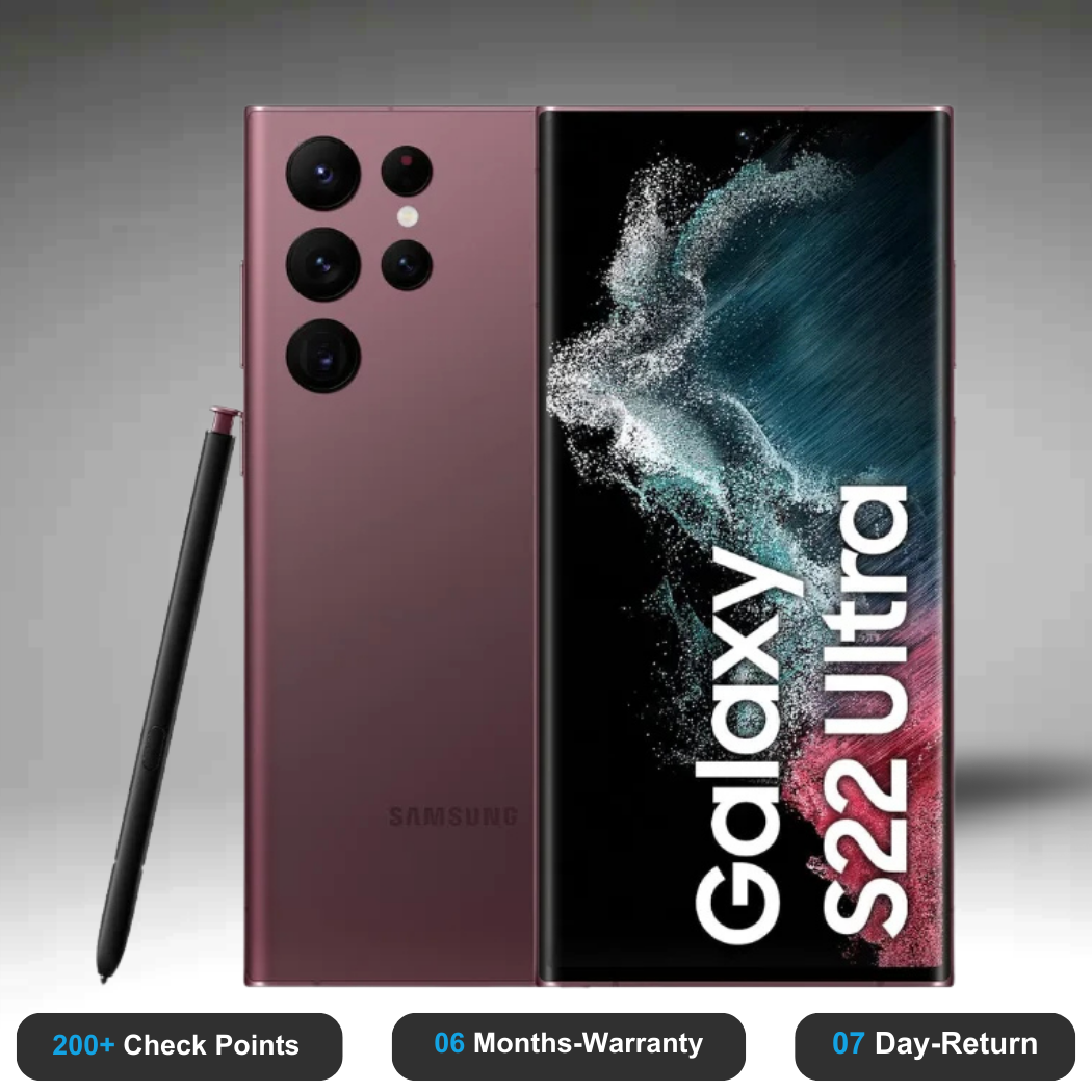 Samsung Galaxy S22 Ultra 5G - Refurbished- Experience the quality of new-like condition with zero scratches. Backed by a 6-month warranty and 7-day replacement policy. Shop now at Easyphones!