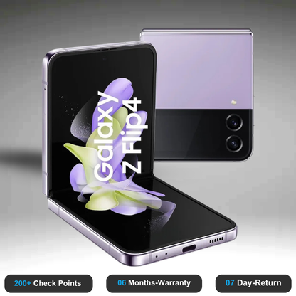 Samsung Galaxy Z Flip4 5G - Refurbished- Experience the quality of new-like condition with zero scratches. Backed by a 6-month warranty and 7-day replacement policy. Shop now at Easyphones!